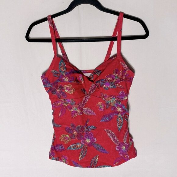 5/$25 Christina Red Floral Tankini Bikini Top Swim Top 10 - Picture 12 of 12